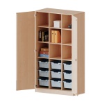 ErgoTray Schrank, 3reihig, 5 OH, zweitürig, mit 9 hohen Boxen, B/H/T 104,5x190x50cm 